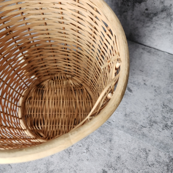 Vintage 70's handmade shell art tri floral Wicker basket vase retro unique - Picture 9 of 12